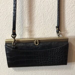 Buxton Black Crocodile Crossbody Bag